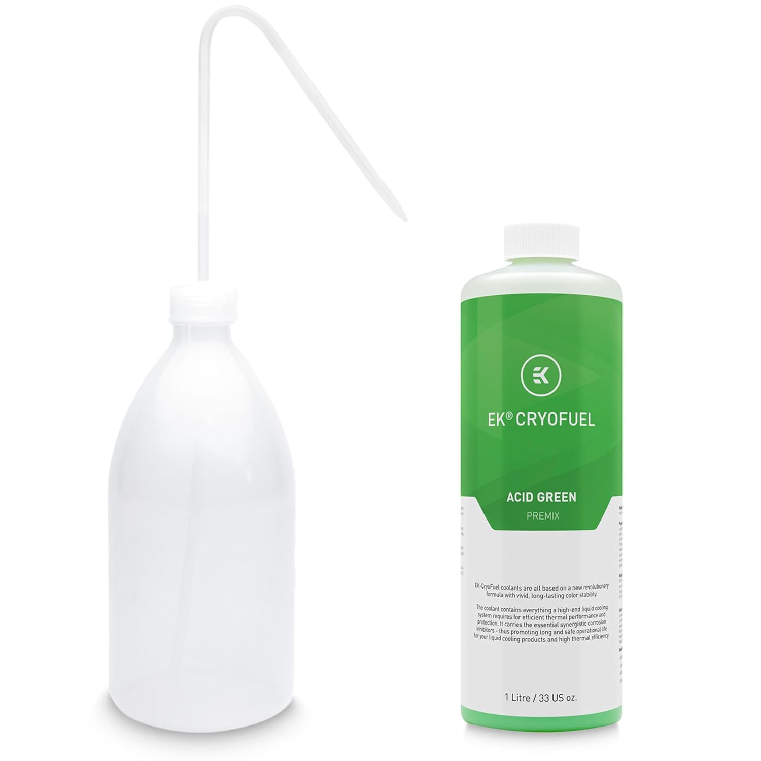 EKWB EK-CryoFuel Premix PC Coolant and Filling Bottle Bundle, 1000mL, Acid Green