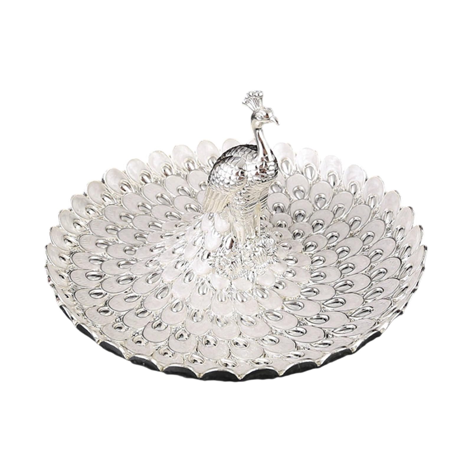 ZWWAAZHF Golden Embossed Snacks Tray Peacocks Pattern Metal Serving Spacious Design for Entertaining Guests Artistic Serving Tray