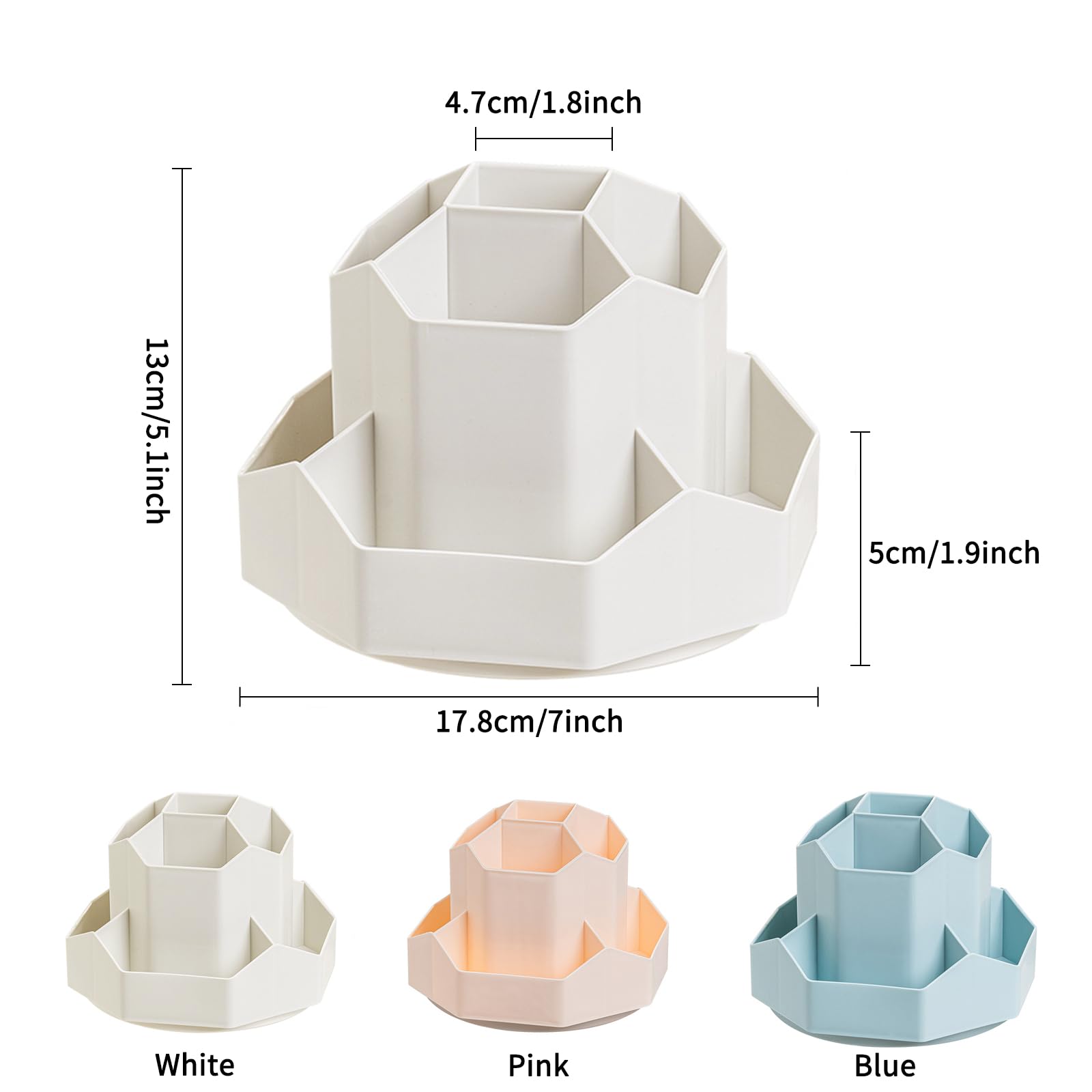 Ceysin Desk Organiser, 360 Degree Rotating Pen Pencil Holder with 9 Compartments - Image 3