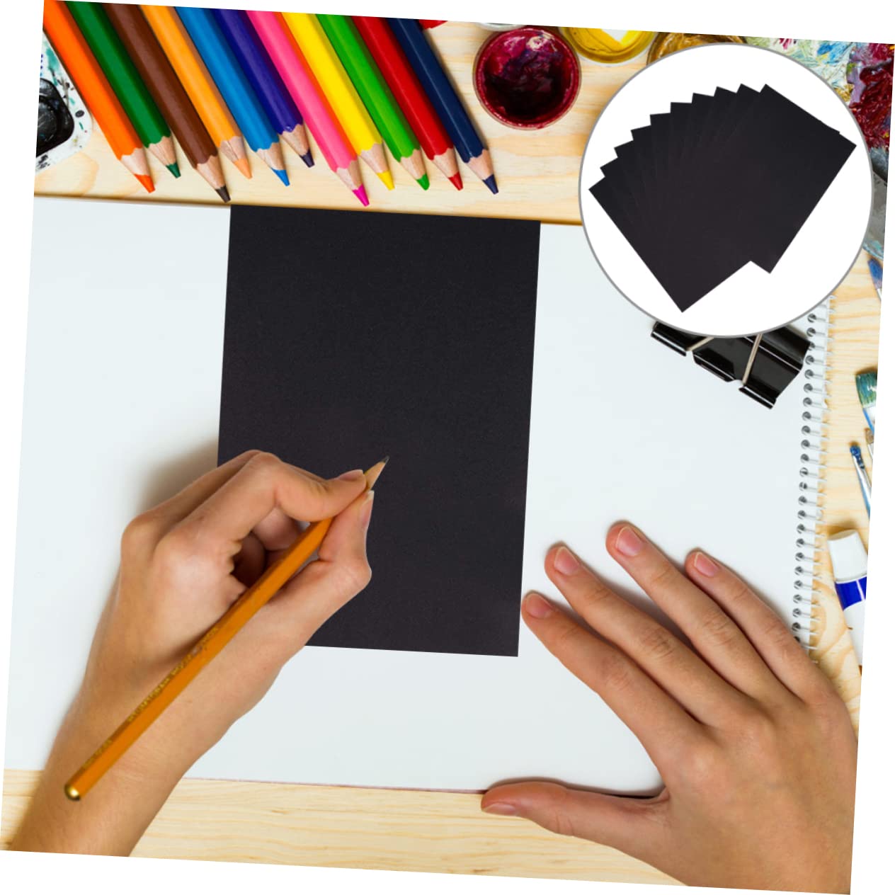 Papeles de Grafiti Papel Negro Engrosado para Niños 100 Piezas