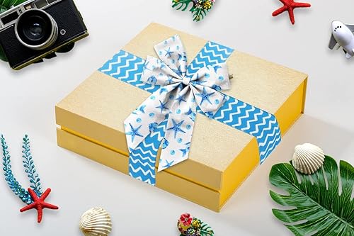 Vista 19 de 2 cintas de tela de verano, tiras de olas marinas de verano, océano, océano, playa, para fiestas de verano, envoltura de regalos, suministros