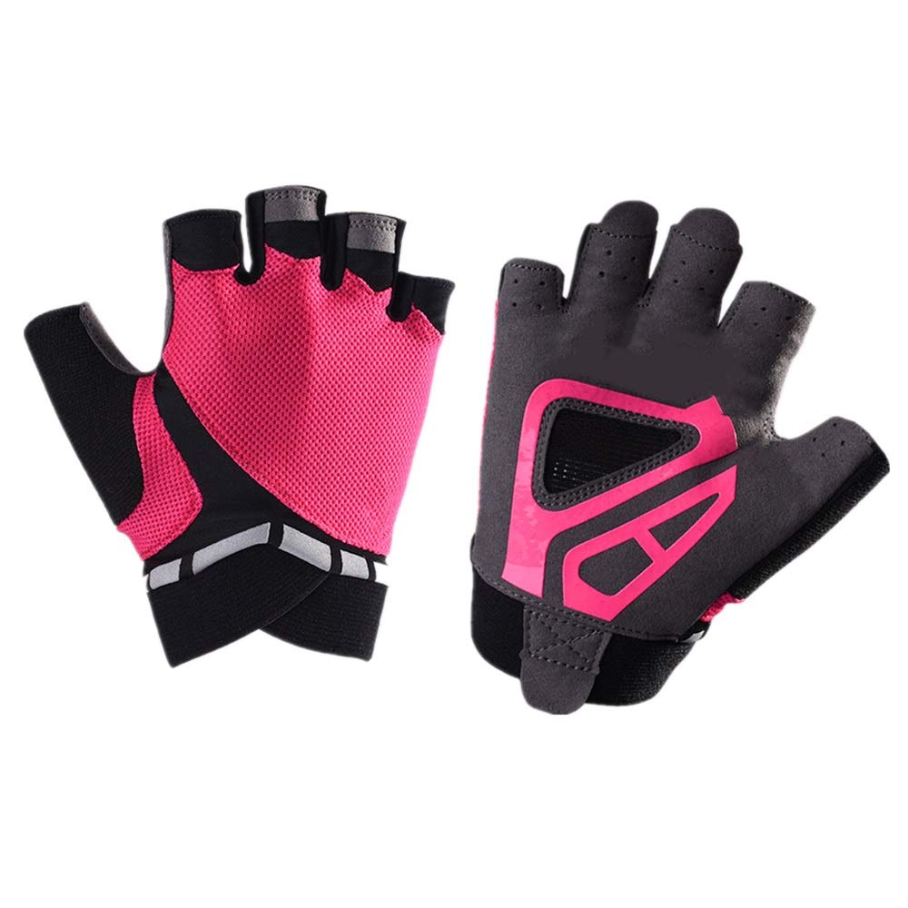 Guanti Antiscivolo per la Palestra Guanti da Palestra da Donna, Guanti da Cross Training, Guanti Senza Dita(Rose Red,L)
