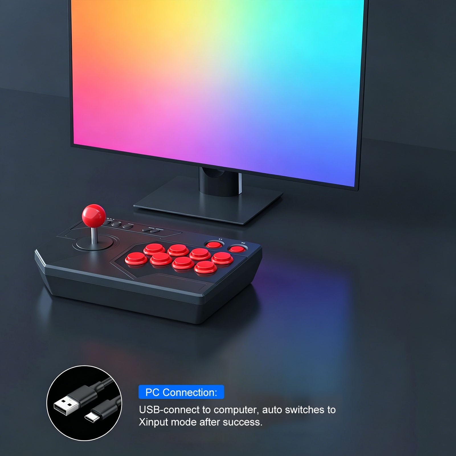 Generic Fighting Stick Fightstick z 3 Trybami Joysticka i Funkcjami | Lekki kontroler ABS typu C do komputerów PC i konsol do gier Slim Pro