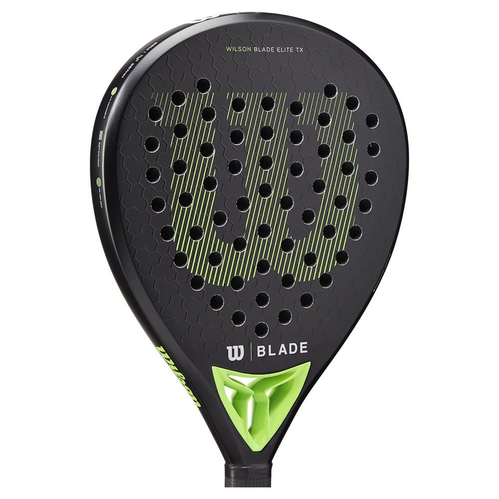Wilson Blade Elite Tx V2 - Racchetta da padel leggera, superficie in carbonio/fibra di vetro, anima in EVA, bilanciamento medio, taglia unica, 361 g/410 g, uso interno