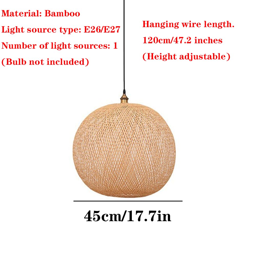 Okrągłe Kreatywne Lampy Wiszące Z Bambusa Żyrandol Z 1 Światłem W Kolorze Podstawowym Z Rattanu Wisząca Lampa Z Ręcznie Tkanej Wikliny Oświetlenie Sufitowe W Kształcie Kuli Do Rustykalnego