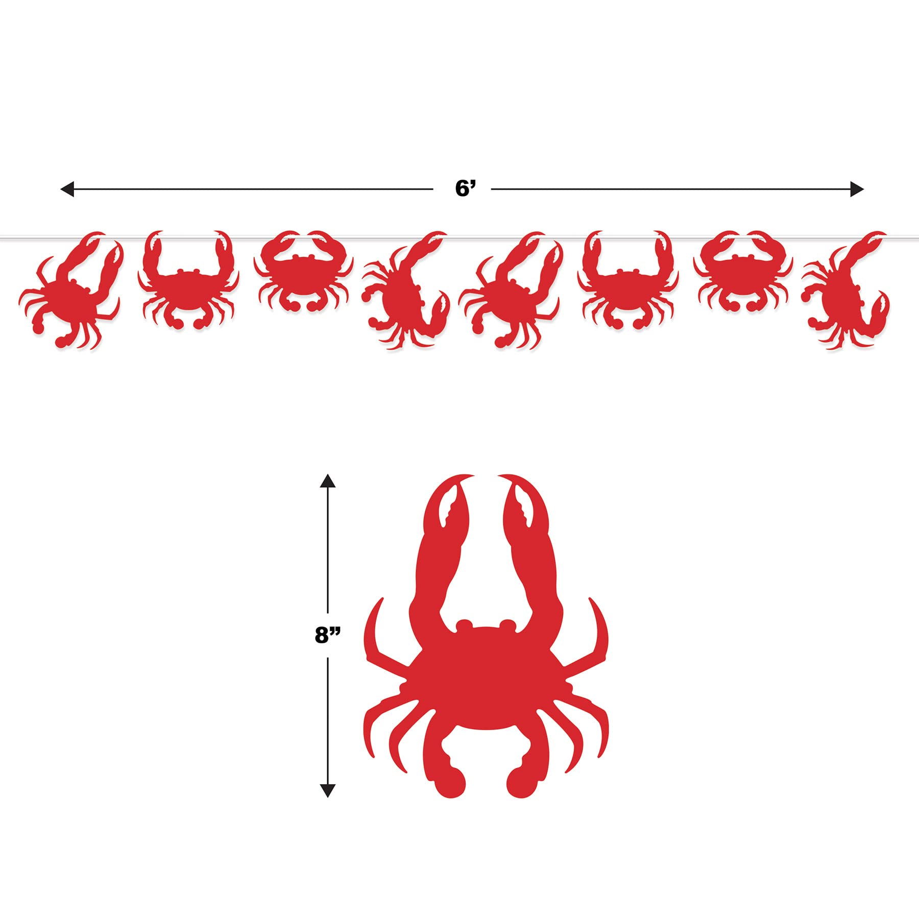 Beistle 2 Striscioni Decorativi A Granchio Per Feste A Tema Luau E Spiaggia – 20,3 Cm X 1,8 M Ciascuno