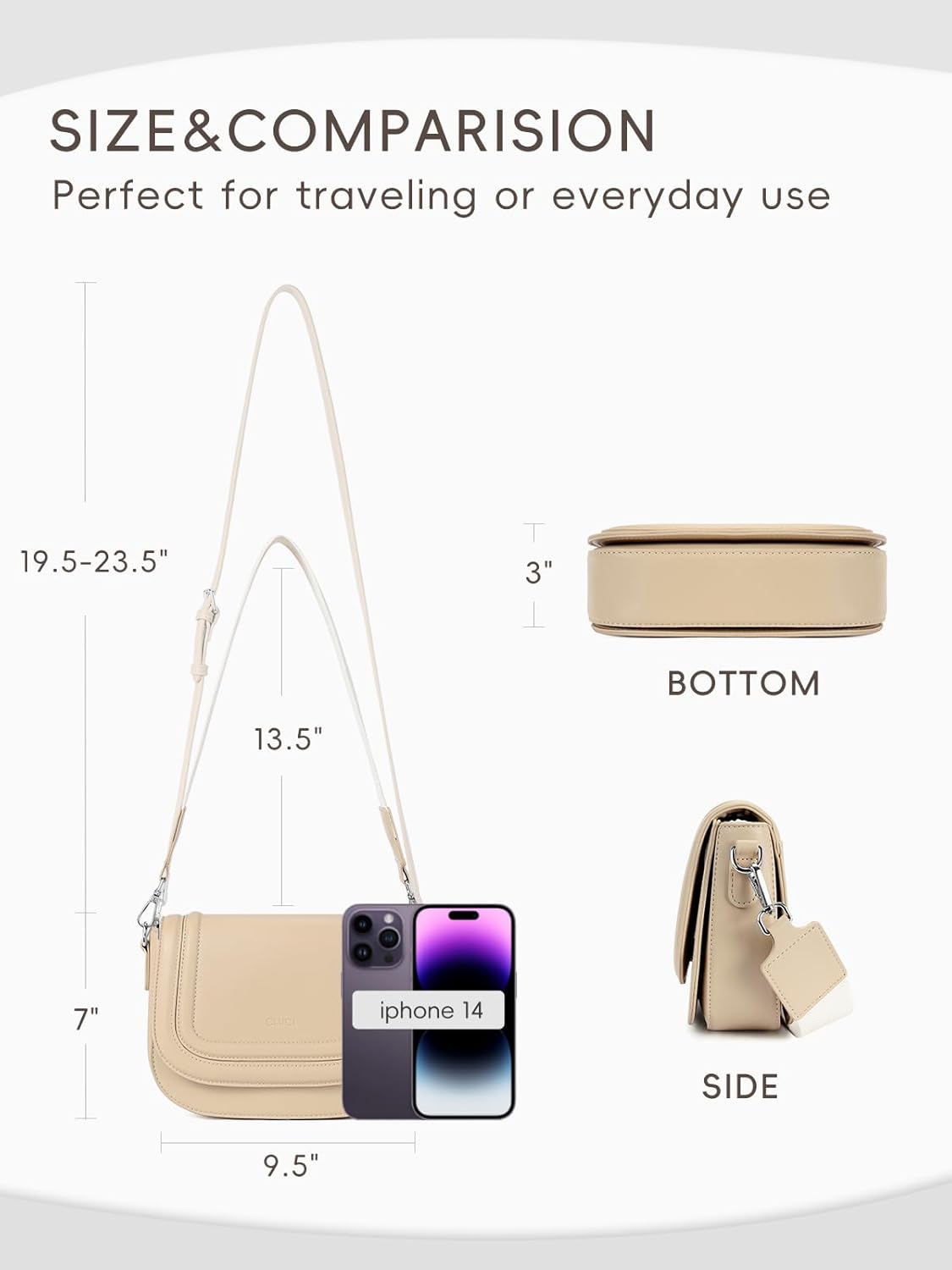 CLUCI Womens Purses and Handbags, Soft Vegan Leather Hobo Bags with Adjustable Strap, Lightweight Slouchy Shoulder Bag - Image 3