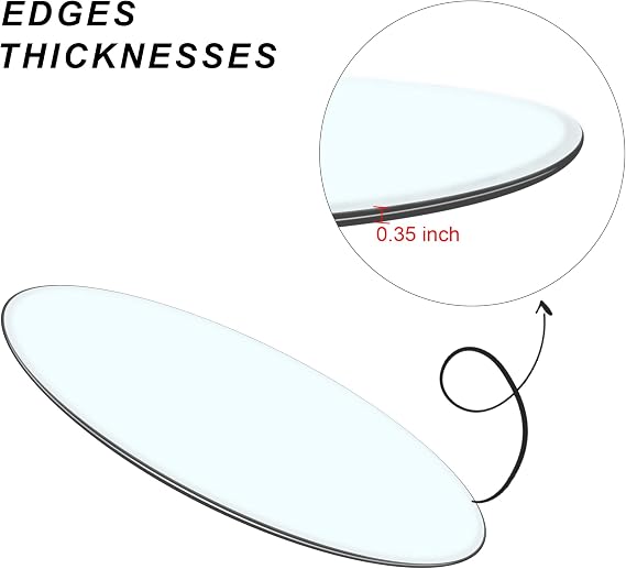 42 Clear Round Glass Table Top, Thick Tempered Glass with Smooth Polished Edge Ideal for Kitchen, Living Room, Office or Patio Table Replacement