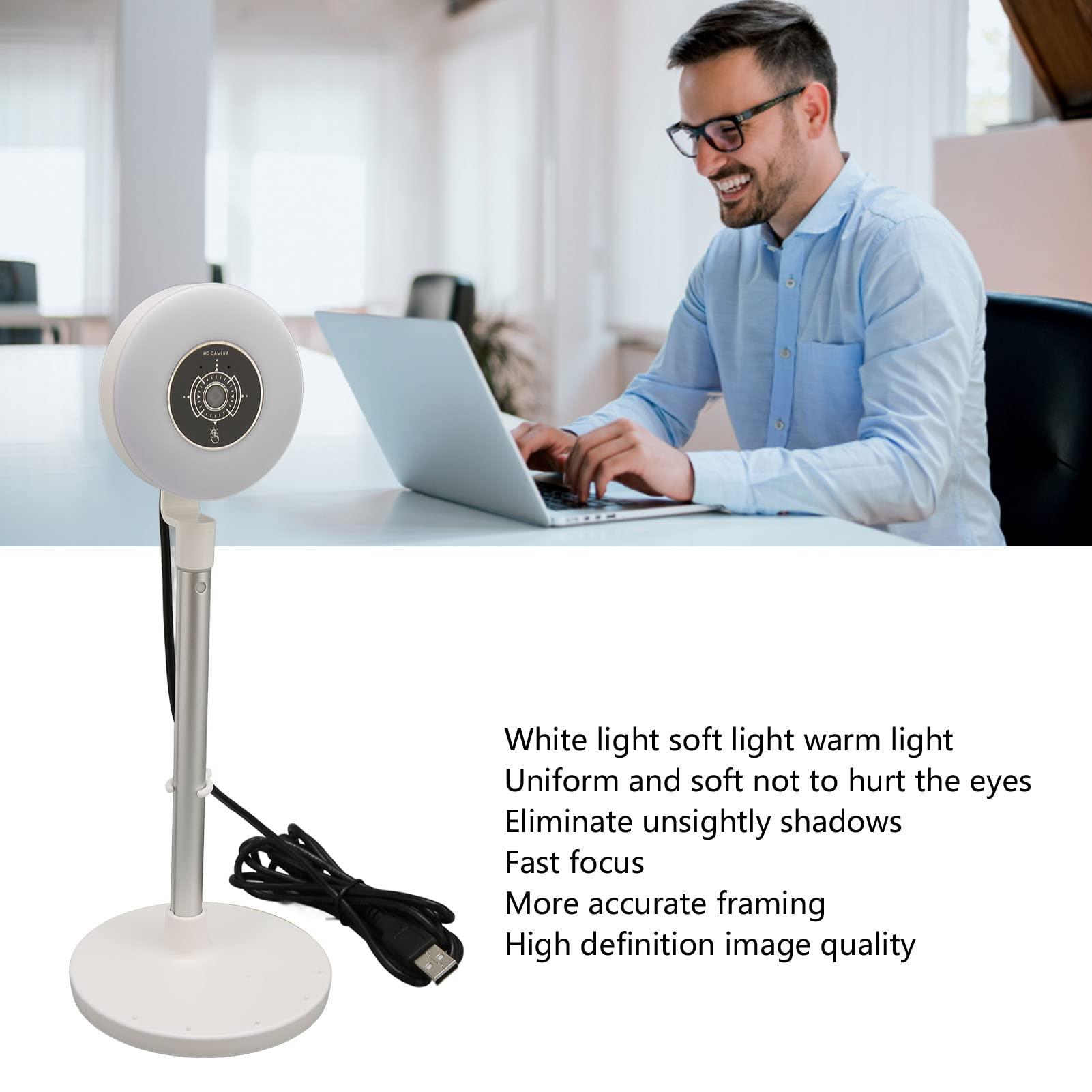 Webcam avec Microphone, Webcam HD 1080p pour Ordinateur avec Support Flexible, Webcam USB Plug Play pour Ordinateur de Bureau, Ordinateur Portable, Caméra de Streaming pour
