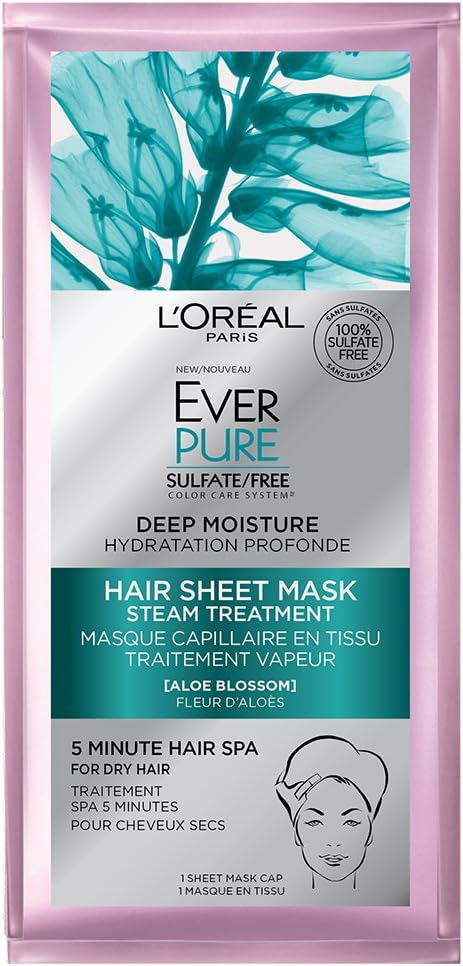 L’Oréal Paris Hair Care Ever-Pure Deep Moisture Hair Sheet Mask, 1.7 Fl Oz (Pack of 1)