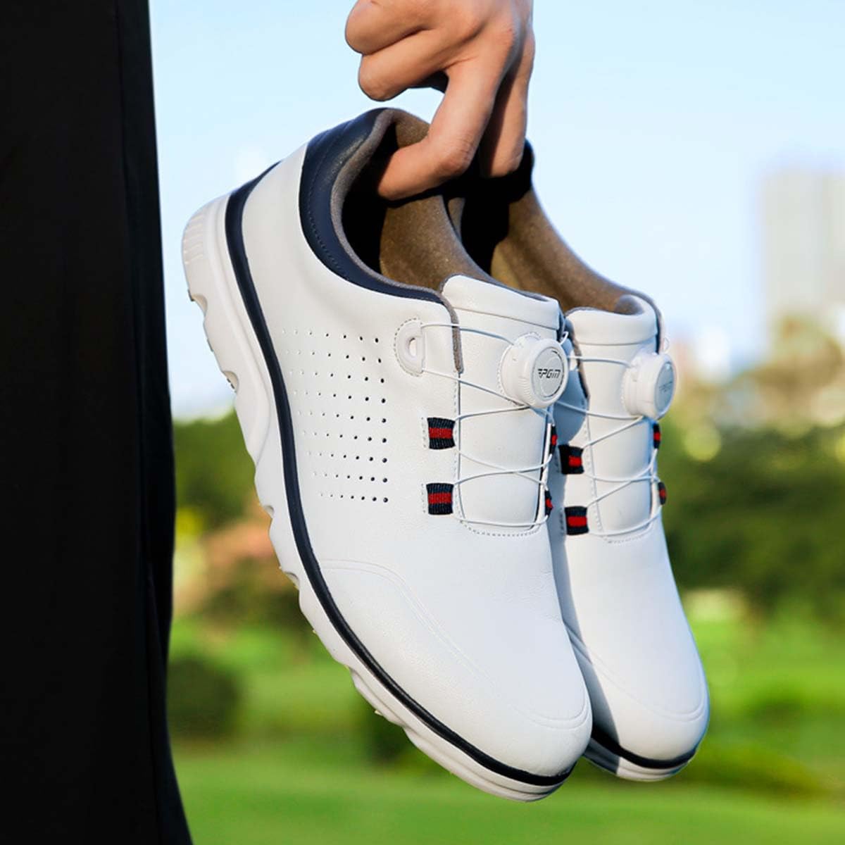 Zapatos de Golf de Cuero sin Clavos Impermeables para Hombre