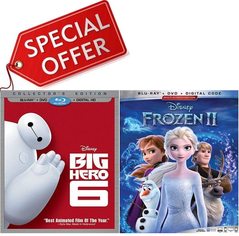 Disney 2-Bundle Collection - Big Hero 6 & Frozen 2 II "Best Animated films of the Year" [Blu-ray + DVD + Digital HD] Region 1/A