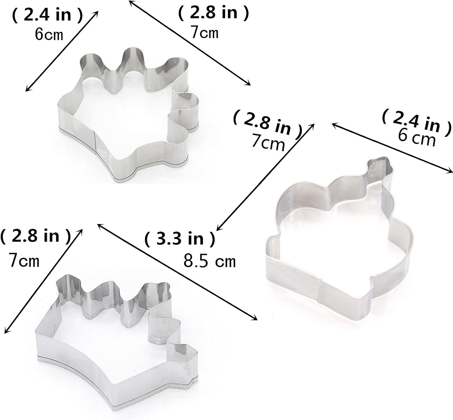 Comais Royal Princess Crown Shaped Cookie Cutters Set Stainless Steel 3Pcs