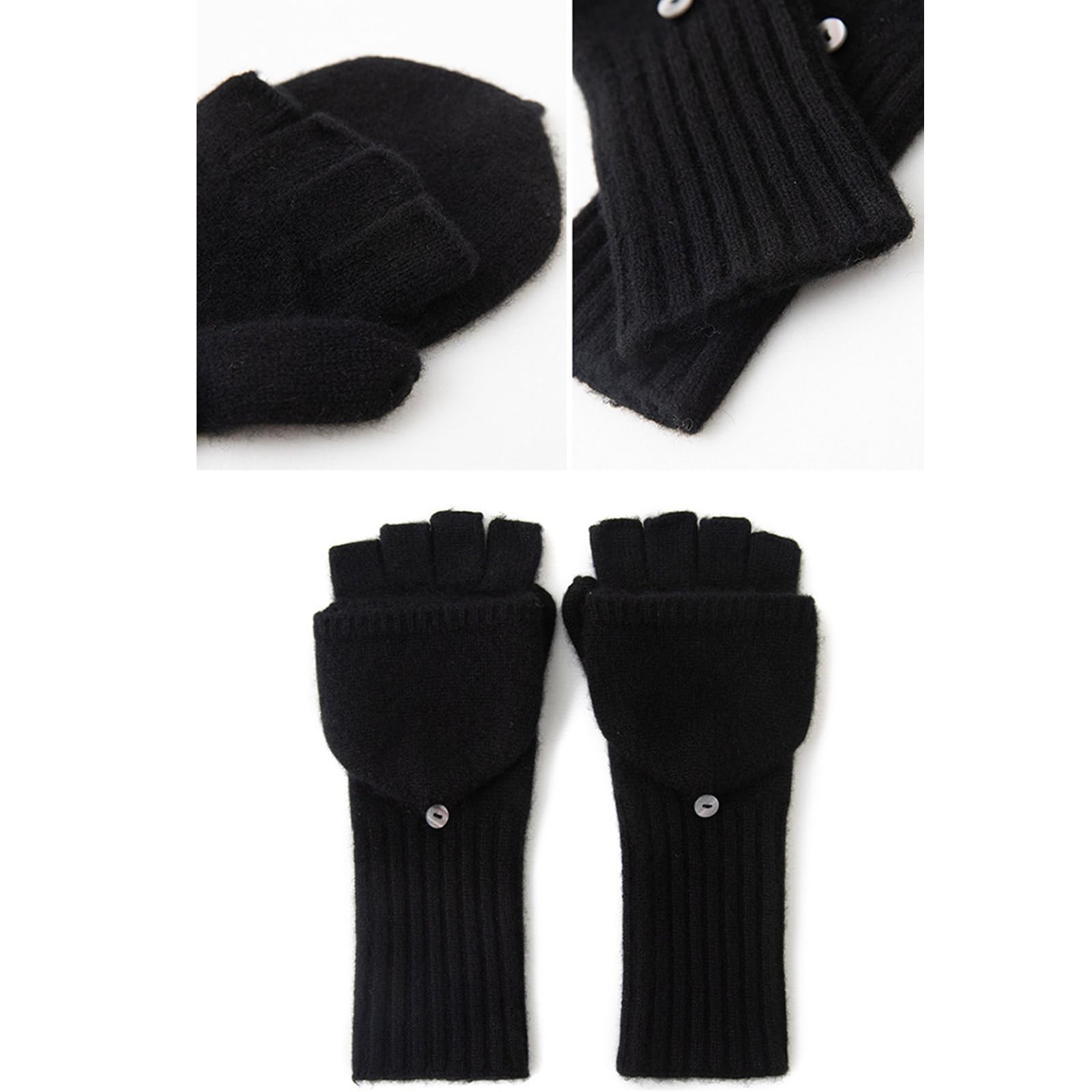 Guantes de punto de moda, unisex, mezcla de lana de cachemira, sin dedos, guantes cálidos para clima frío, ciclismo, accesorios de invierno, unisex, mezcla de lana de cachemira
