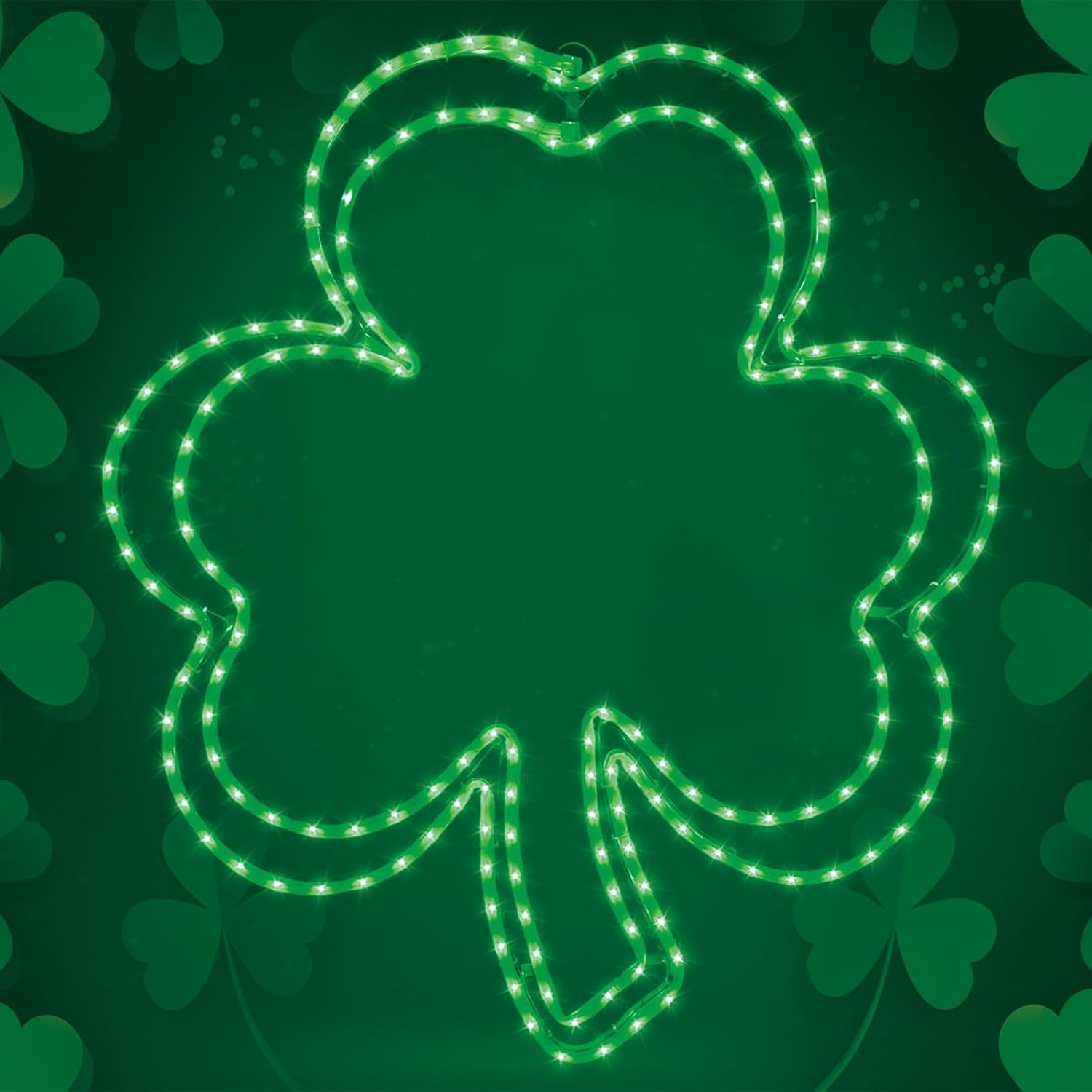 26.6 Inch 180LED St Patricks Day Decorations,Irish Shamrock Green LED Light,3D Clover LED Lights with 11 Lighting Modes, IP44 Waterproof Iron Frame Hanging for Party Indoor Outdoor Wall Window Decor