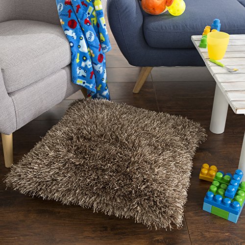 Bedford Home Oversized Floor or Throw Pillow Square Luxury Plush– Shag Faux Fur Glam Decor Cushion for Bedroom Living Room or Dorm (Mocha) by Bedford Home - Image 6