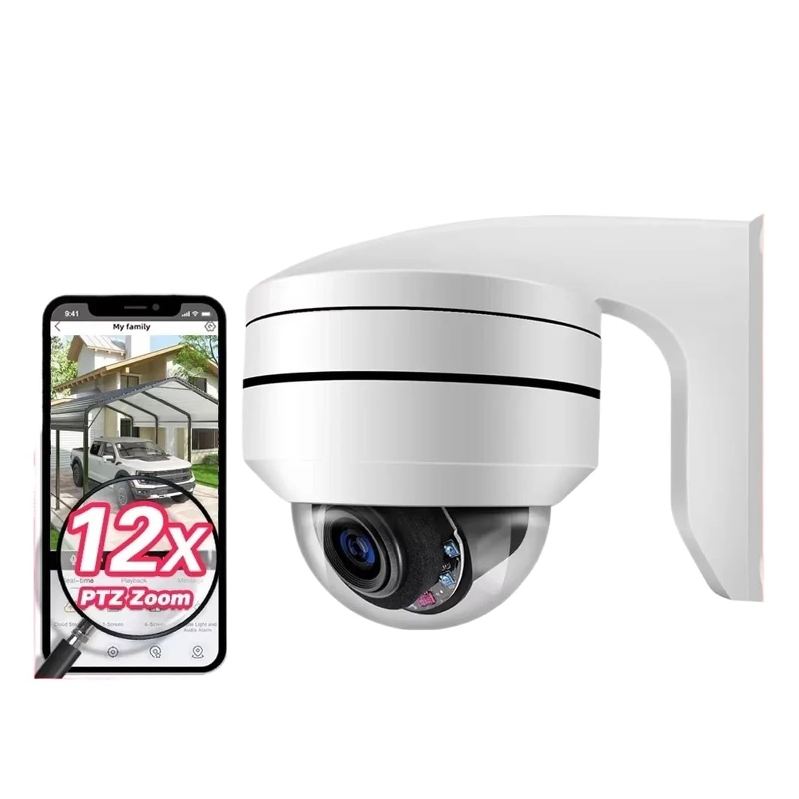 JVDDI 4K 8MP Optical POE PTZ Camera Outdoor 12X Zoom IP Surveillance Camera 100m IR Night Vision AI Street Security CCTV RTSP Network(5MP 12X POE PTZ Cam)