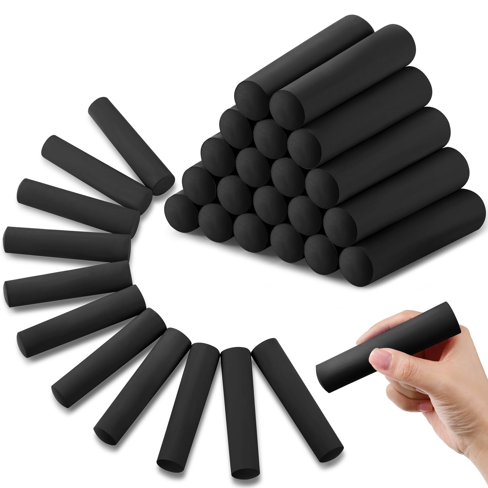 Fulmoon 40 Pcs Jumbo Sidewalk Chalk Outdoor Art Non Toxic Large Washable Street Chalk for Adults Drawing Painting(Black)
