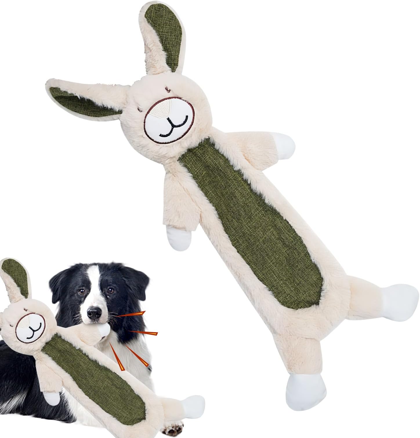 Dog Squeaky Toys, Cute Soft Bunny Chewer, Interactive Crinkle Play Toy, Enrichment Puppy Toy Set, Fun Pet Exercise and Training Gear, for Travel Beach Park Yard Home Garden Family Time Friends