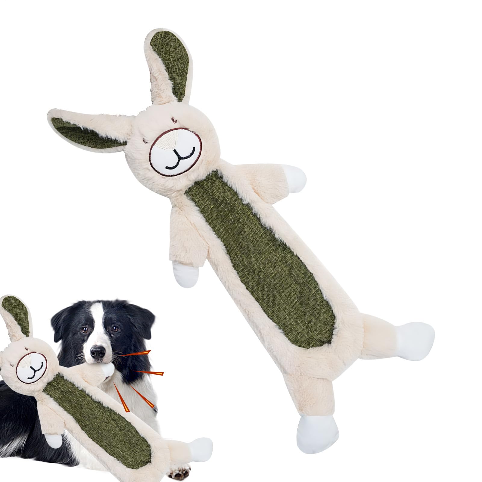 Dog Squeaky Toys, Cute Soft Bunny Chewer, Interactive Crinkle Play Toy, Enrichment Puppy Toy Set, Fun Pet Exercise and Training Gear, for Travel Beach Park Yard Home Garden Family Time Friends