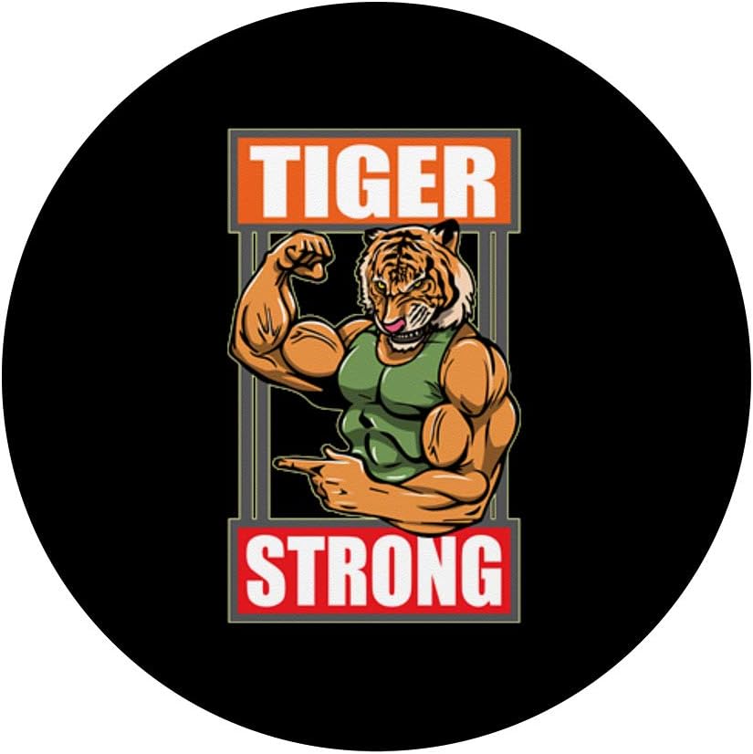 Tiger Strong - Bodybuilder Powerlifting Strong Fitness Gift PopSockets Grip and Stand for Phones and Tablets image 3
