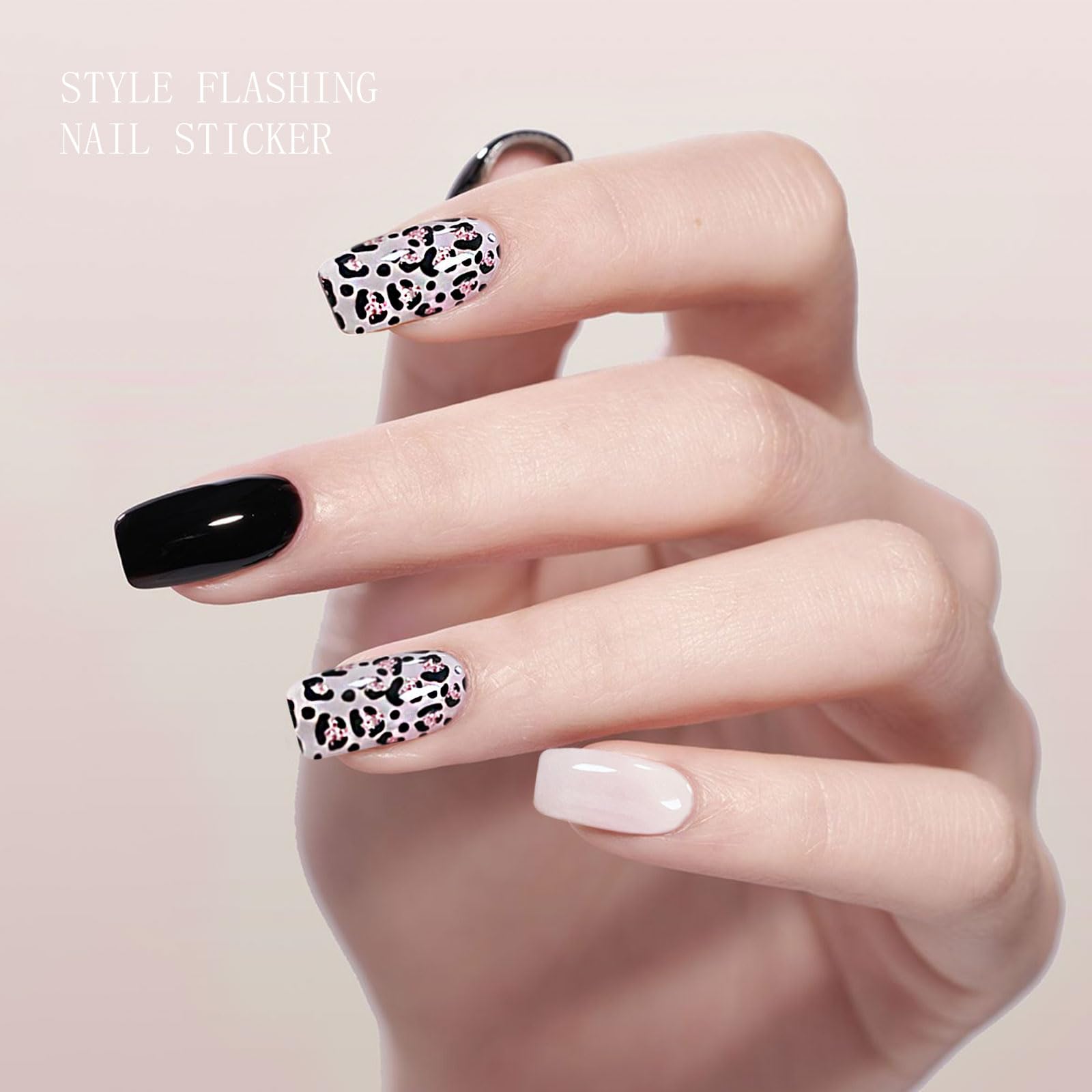 JMEOWIO Gel Nail Stickers Leopard Print Black Semi Cured Gel Nail Strips Wraps UV/LED Nails Art Design Decoration Accessories - Image 4