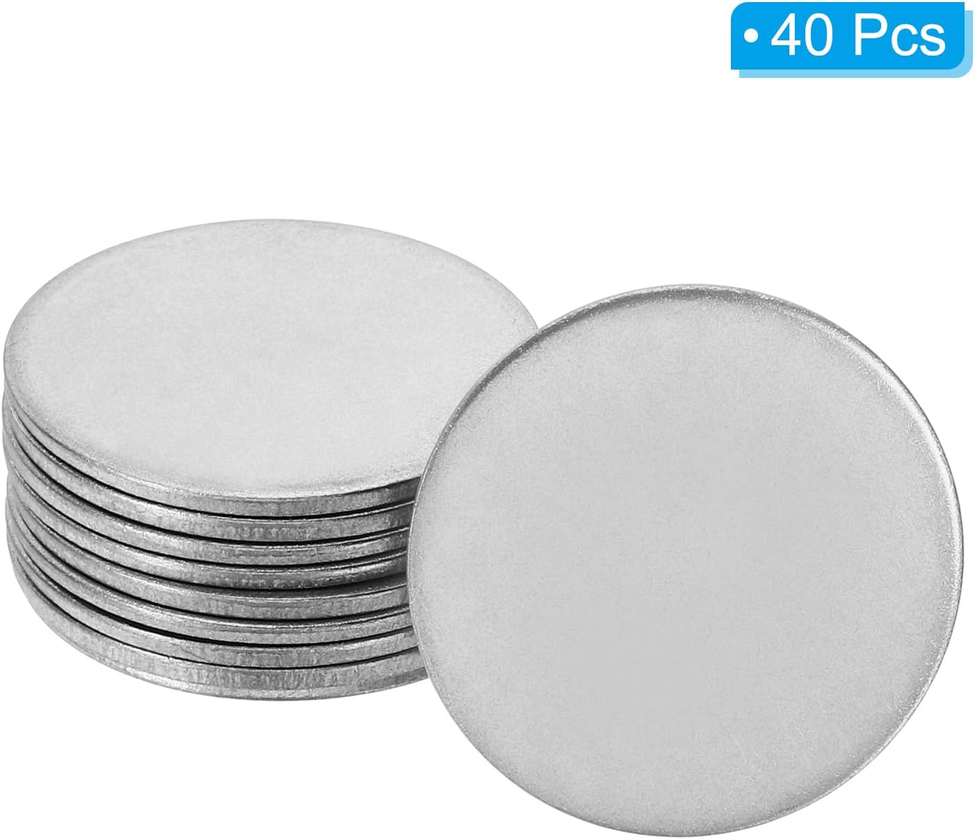 PATIKIL 40mm Steel Disc, 40Pcs Metal Stamping Blanks Tags Circle Round Metal Plate Strike DIY 304 Stainless Steel for Laser Engraving Stamping Craft Name Tag