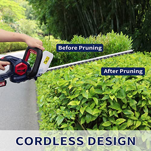 Dextra 20V Hedge Trimmer Cordless, 24 Inch Dual Action Blade Electric Tree Trimmer, 3/5 Inch Cutting Capacity Bush Trimmer Tree Trimmer With 2.0Ah Battery And Charger #TOP6