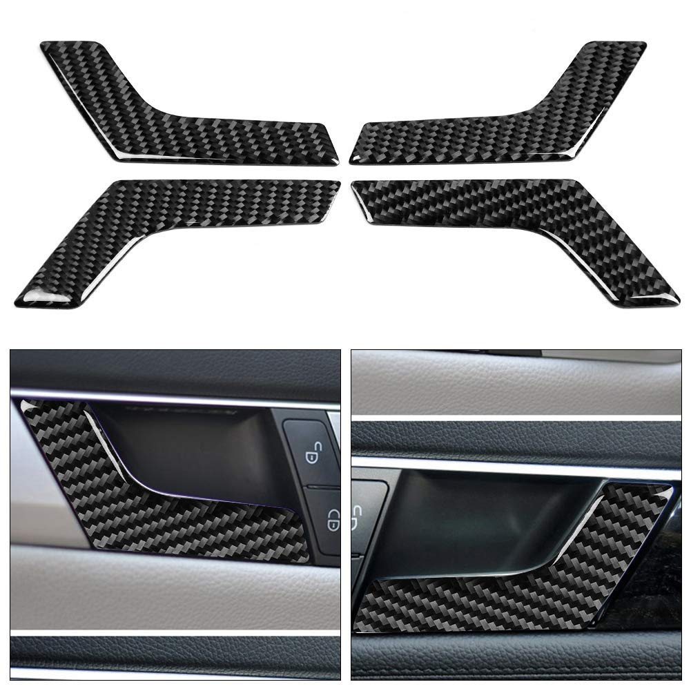 Garnitures Poignée Porte Intérieure Fibre Carbone Pour Mercedes Classe C W204 2005-2012 - Kit 4 Pièces - Brillant