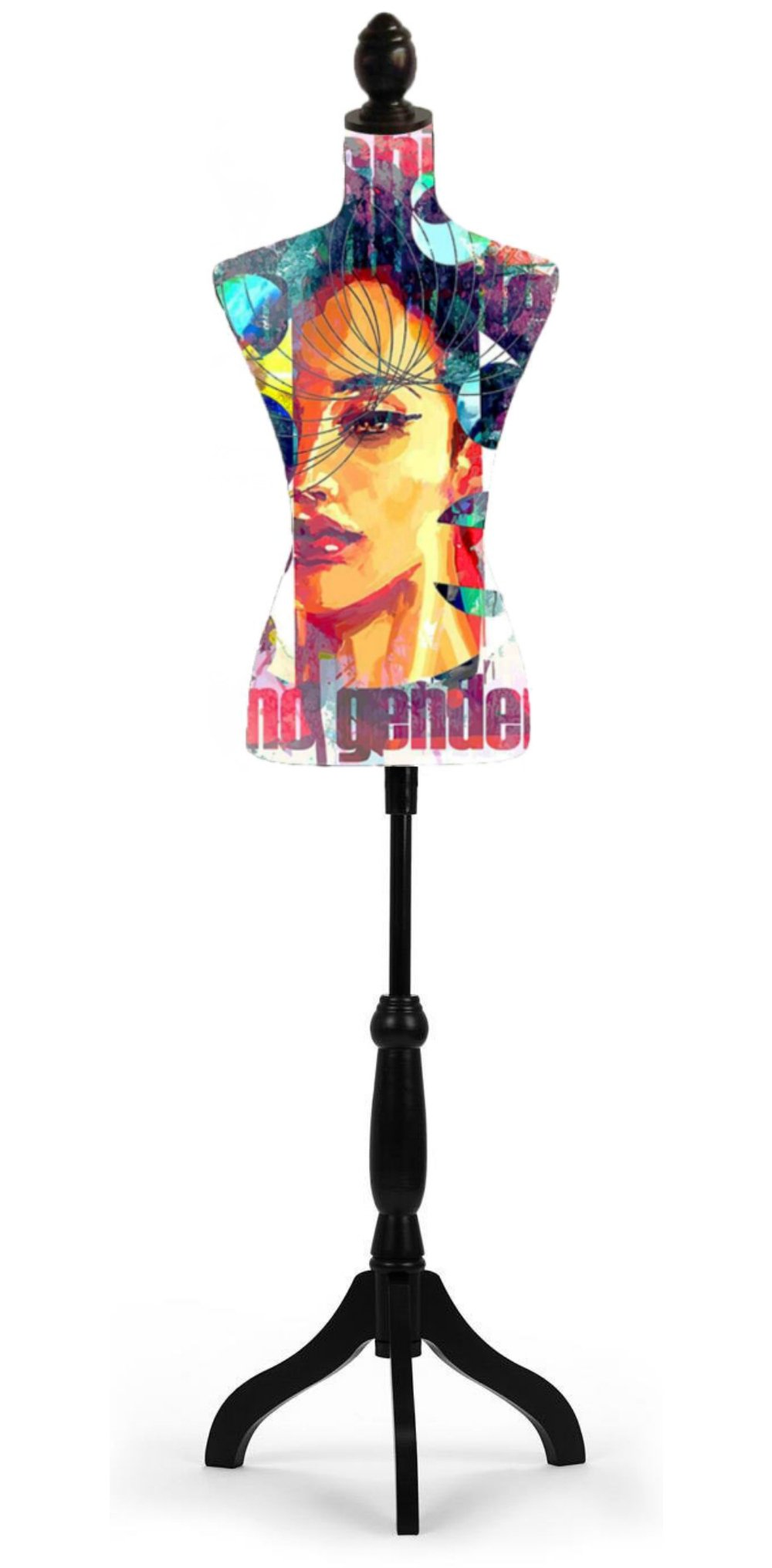Buste tissu femme avec tête sur base carrée Buste tissu femme avec tête sur base carrée
