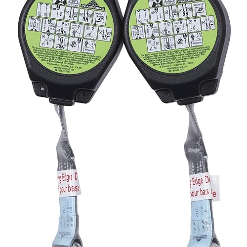 Miniatura 4 de Peakworks Protección contra caídas Dual Self Retract Lifeline (SRL) con cincha, 2 ganchos de refuerzoforma, 6 pies de longitud, negroverde,