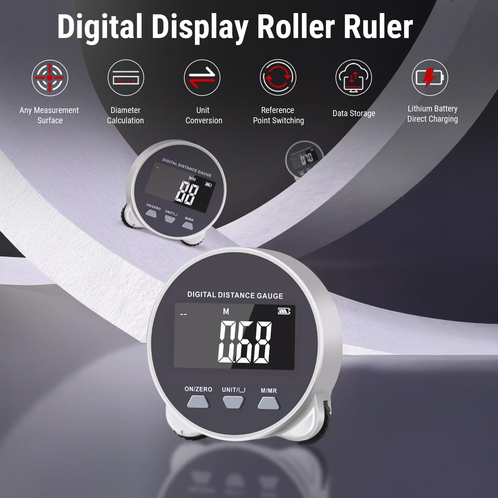 Digitales Rolllineal, Messrad Klein Digital, Elektronisches Maßband mit LCD-Bildschirm, zum Messen von Linearen, KreisföRmigen, Beliebig Gekrümmten, UnregelmäßIgen und Zylindrischen Durchmessern