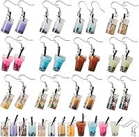 Vista 1 de SUNNYCLUE 1 caja DIY 12 pares de aretes Boba Kit de fabricación de aretes de té con leche y perlas, dijes de té con leche, dijes de Boba Mini