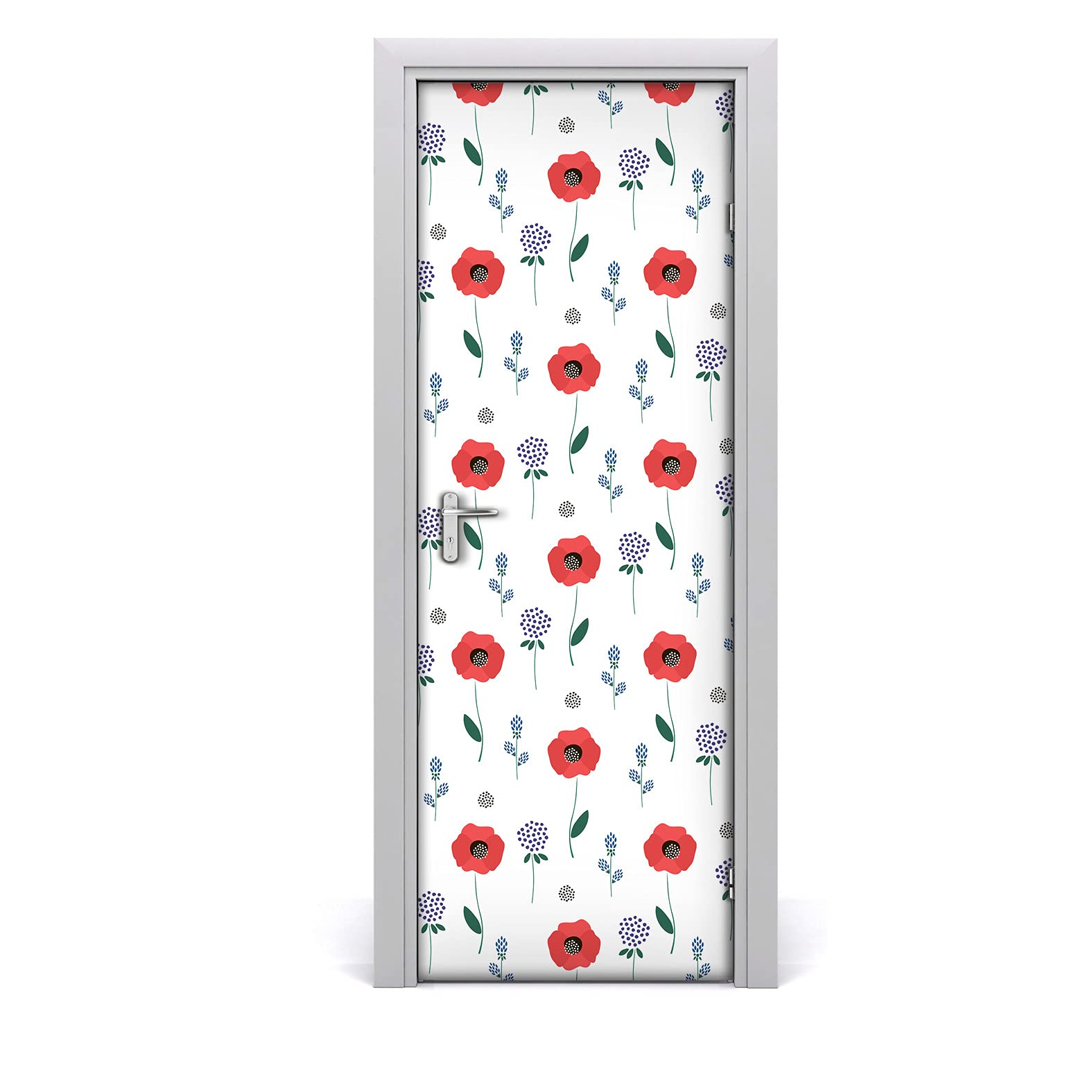 Décoration imperméable pour la porte trompe l\'œil fleurs de champ Magic-Stick 77x200