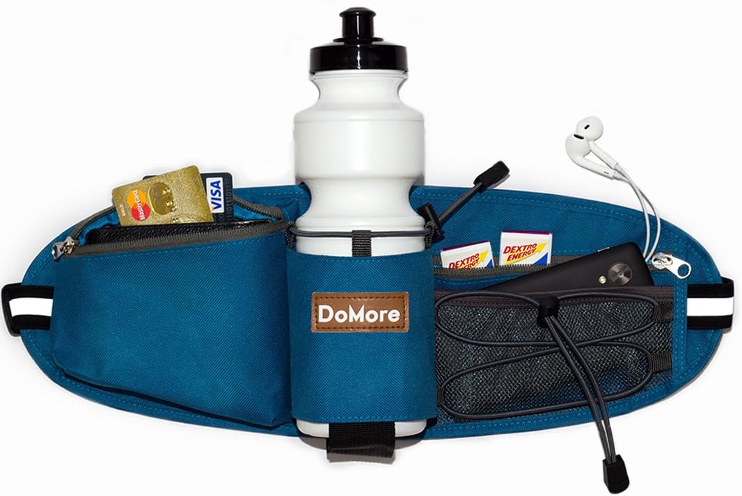 DoMore Waterproof, Nylon Hydration Belt for Hiking and Running - Waist Pack with 24 Ounce Water Bottle