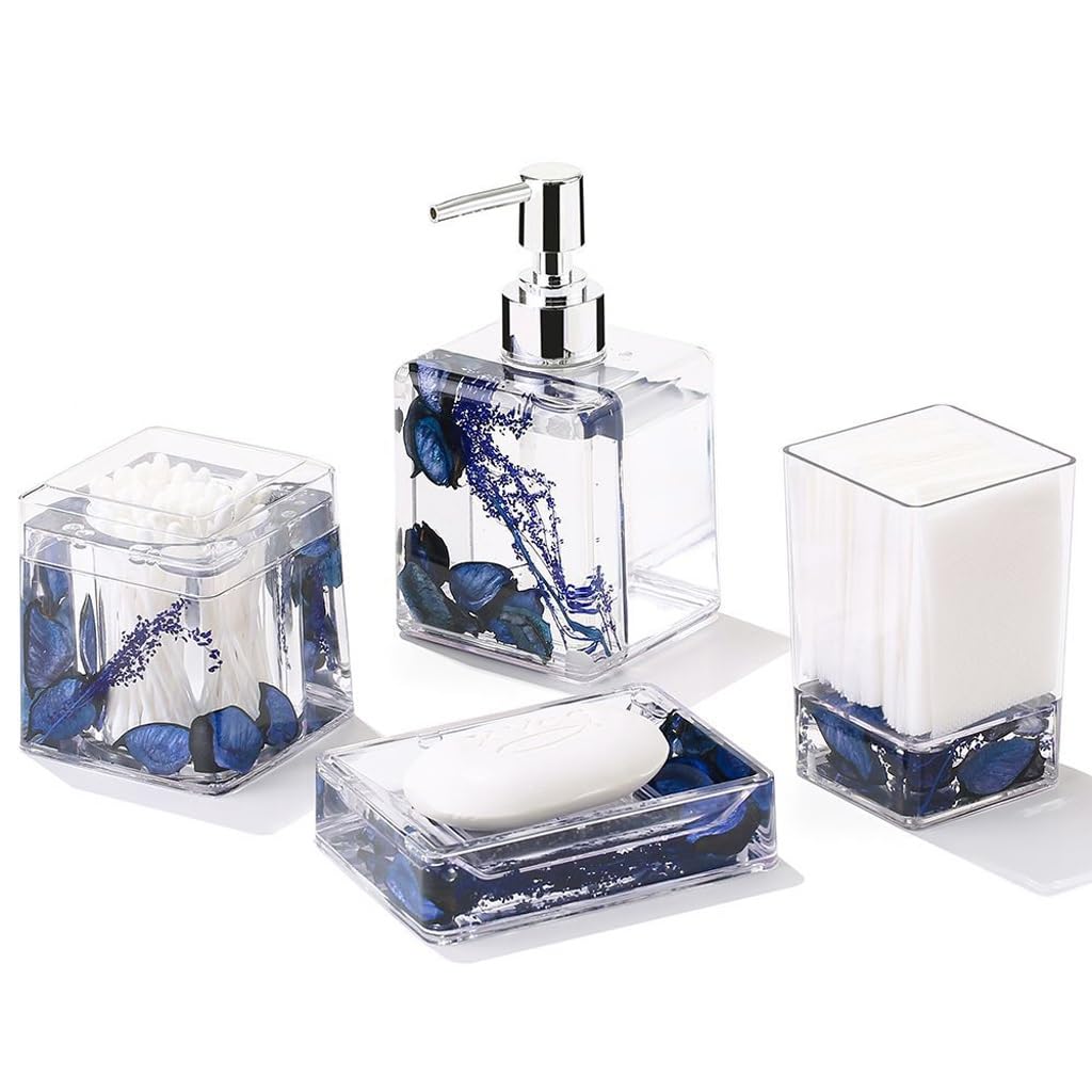 Floating Dried Flower Bathroom Decoration Supplies Hand Sanitizer Bottle Cotton Swab Box Set