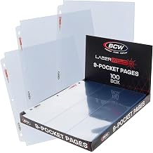BCW LaserWeld 9-Pocket Page - Side Load 100ct | Holds Nine 212" x 312" Trading Cards | Acid-Free Card Storage | Laser-Welded Seams for Durability | Compatible with 3-Ring Binders
