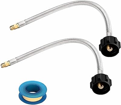 LITYPEND 2 Pack Propane Hose with 1/4 Inch Inverted Male Flare & Thread Seal Tape Stainle, Shipping from The USA