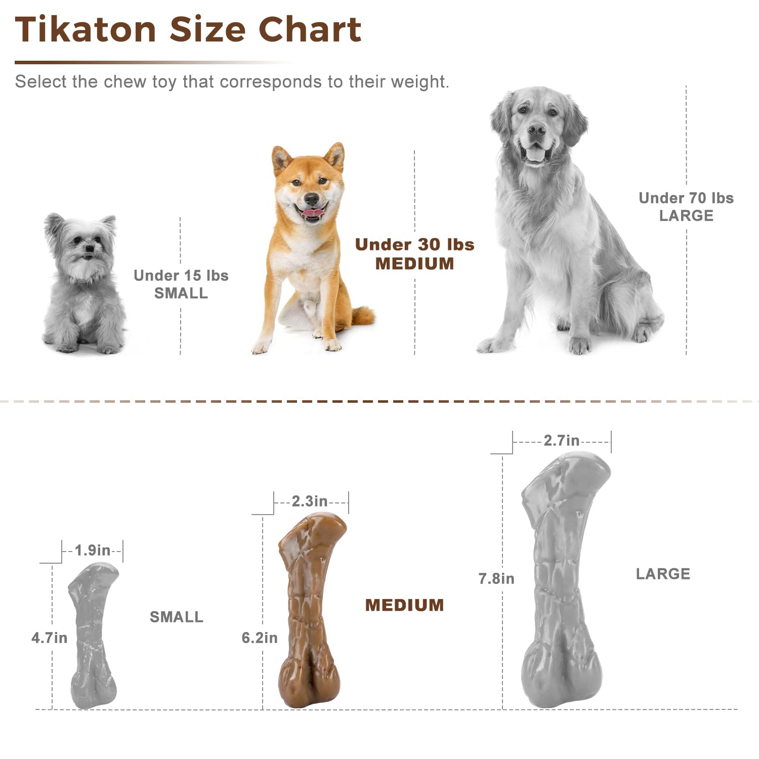 Tikaton Os à Mâcher Saveur Beurre De Cacahuète Pour Chiens Agressifs, Jouet Durable Grande/moyenne Race