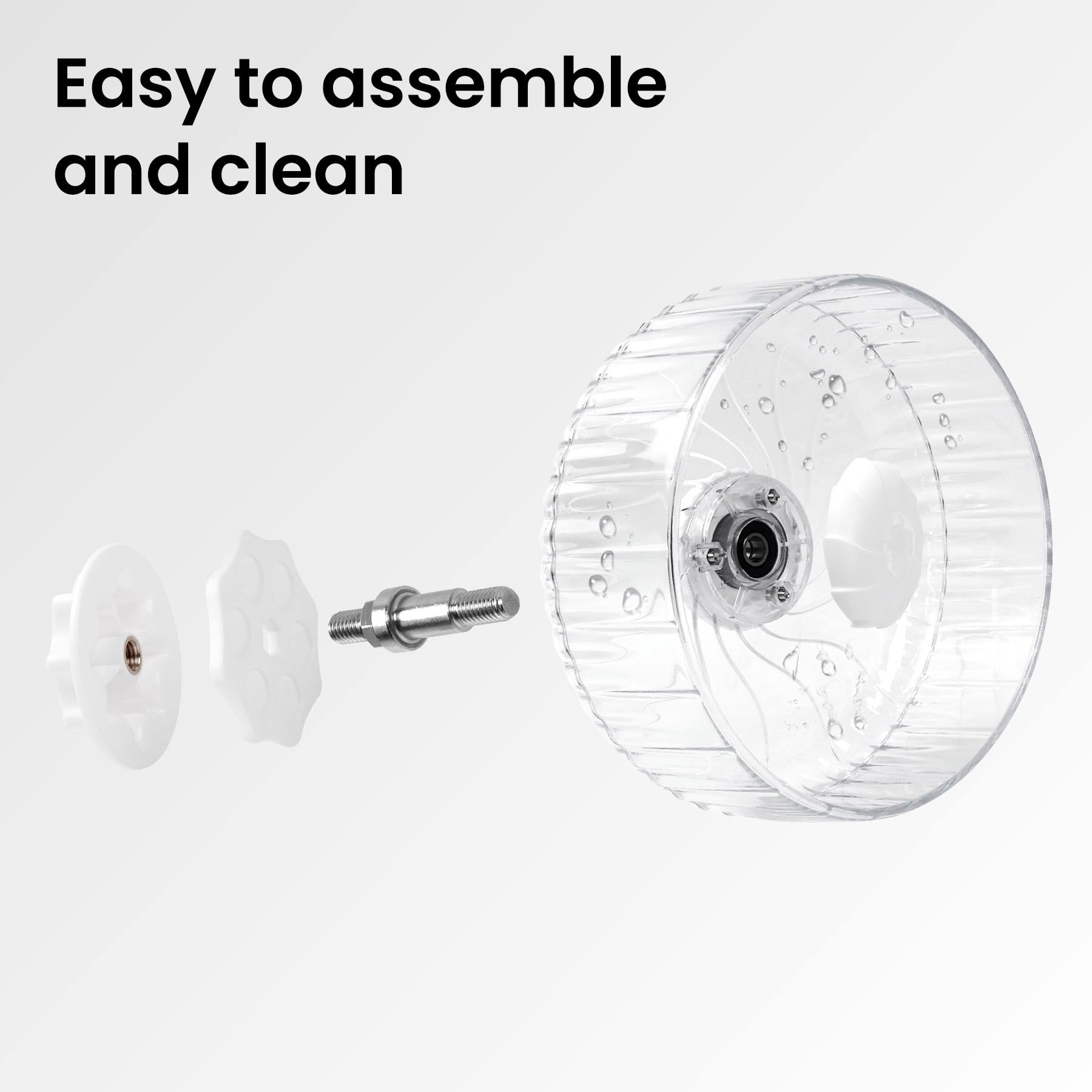 Silent Hamster Wheel, 8in Hamster Wheel No Stand, Double-Bearing Quiet Spinner for Syrian Hamsters, Hedgehogs, Mice & Small Pets, Clear - image 5