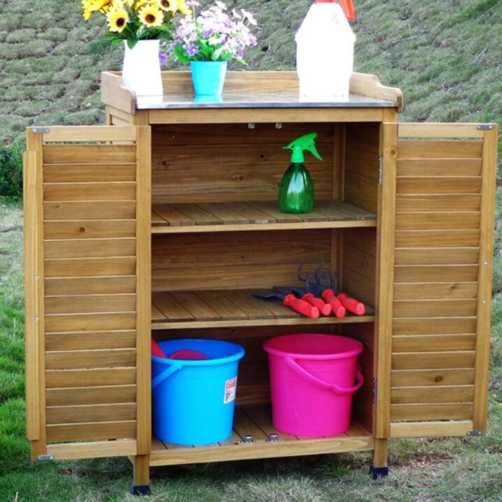 Garden Cabinets 3-Tiers Outdoor Storage Cabinet Waterproof Sunscreen Garden Sundries Tool Cabinet Balcony Courtyard Storage Cabinet Porch Shoe Cabinet Storage Sheds