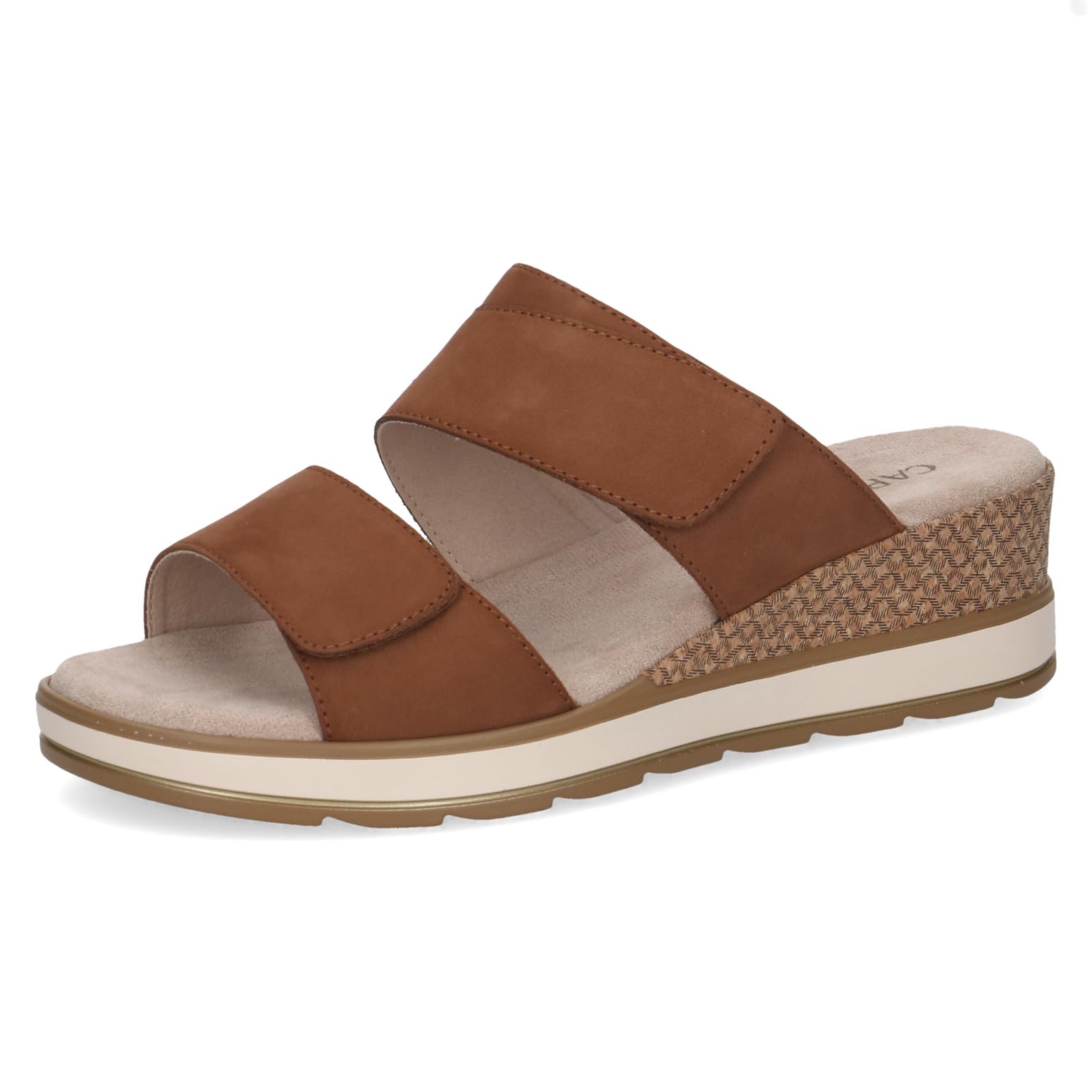 Caprice women's wedge sandal in leather, Brown (COGNAC NUBUC), 3.5 UK