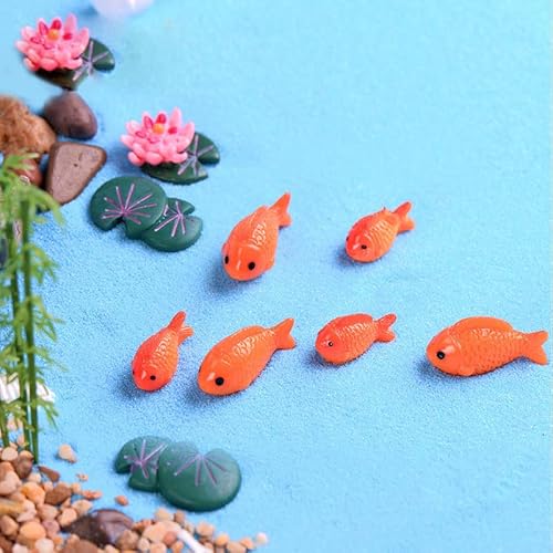 Ximimark 16 Pcs Fish Frog Lotus Miniatures Garden Bonsai Mini Ornaments Fish Tank Decors #TOP2