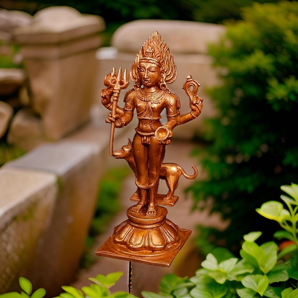 Image of Copper Idols of god Kalabhairavar, 5.5 inches, 430 Grams, Patina Antique Finish, Pack of 1 Piece