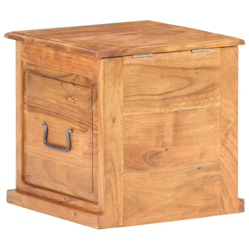 Générique Cassapanca in legno massello di acacia 40 x 40 cm, scatola portaoggetti con maniglie laterali, piano piatto utilizzabile come comodino, decorativo per interni