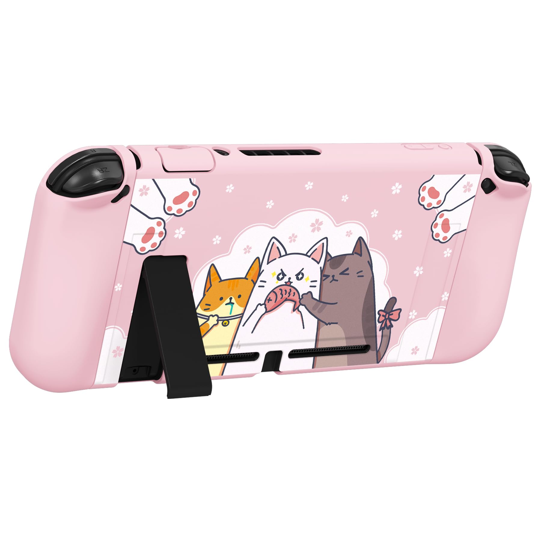 playvital ZealProtect - Custodia protettiva morbida per Nintendo Switch, protezione flessibile per Switch con pellicola protettiva in vetro temperato, impugnature per pollice e tappi per pulsanti ABXY