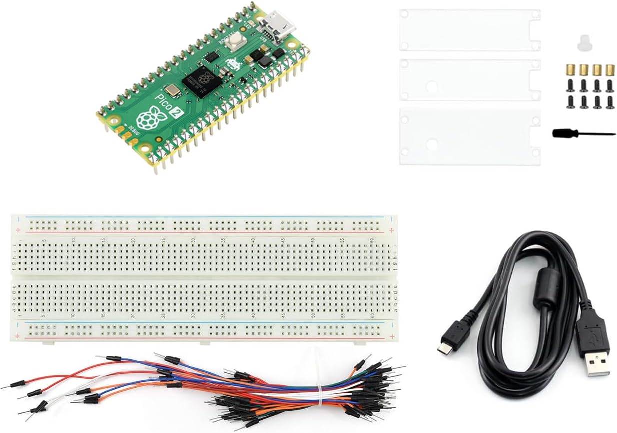 Pre-soldered Raspberry Pi Pico 2 Microcontroller Board Starter Kit, Based on Rasp Pi RP2350 Microcontroller Chip, with Dual-core and Dual-Architecture Design, Running up to 150 MHz, 4 Items