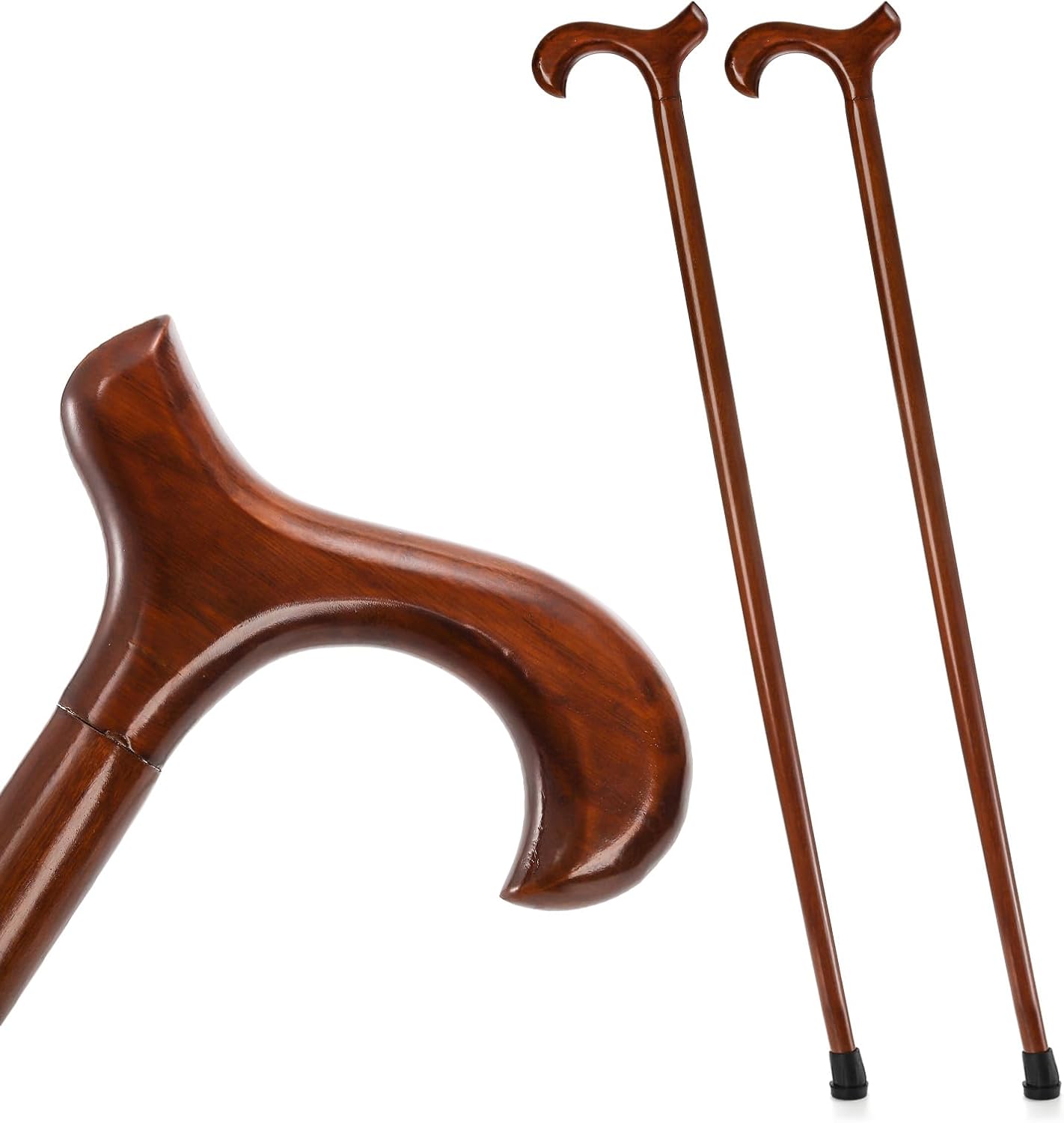 2 Pack Wooden Walking Canes for Men and Women, 36 Inch Natural Wood Cane, Mens Canes for Walking, Walking Sticks for Men, Seniors, Hiking