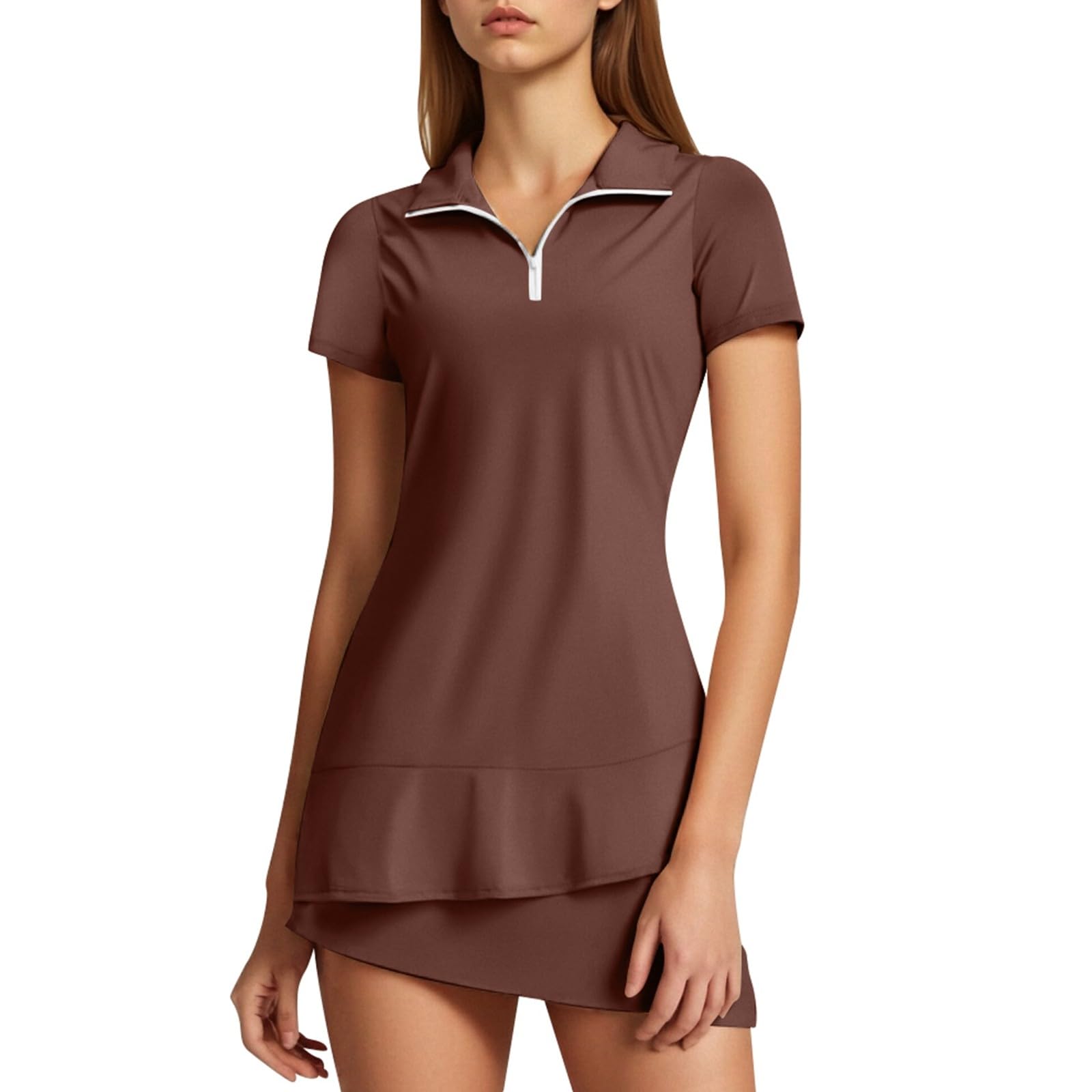 Tuta sportiva da donna alla moda con maniche corte e gonna corta, materiale traspirante per fitness e tempo libero, adatta per allenamento, jogging e vita quotidiana