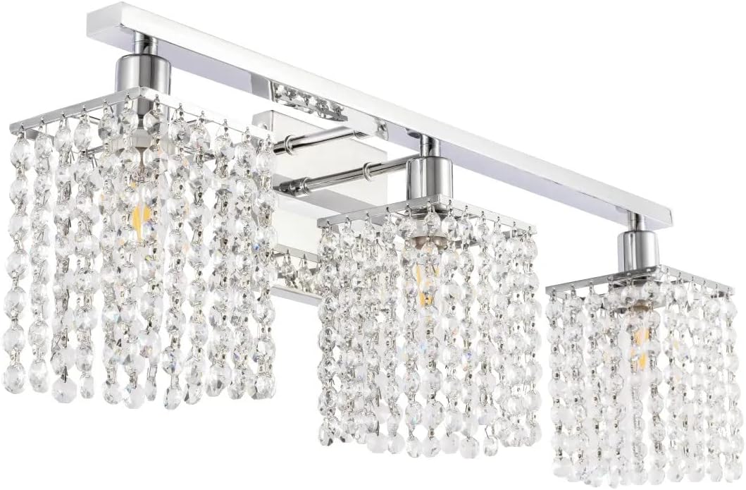 Phineas 3 lights bath sconce in black with clear crystals